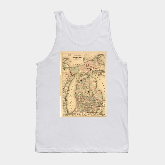 Vintage Map of The Michigan Railroads (1876) Tank Top by Bravuramedia